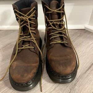 Dr. Martens Brown Leather Boots with Yellow Laces